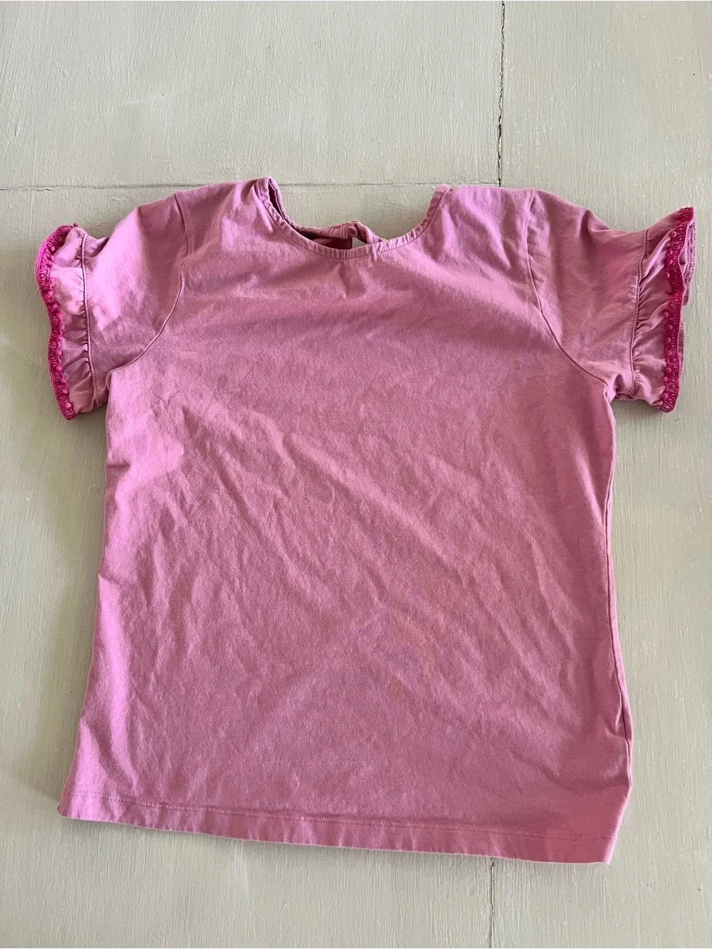 Mini Boden Girls Pink Ruffle Sleeve Tee Short Sleeve Shirt Cute Summer Top 13/14